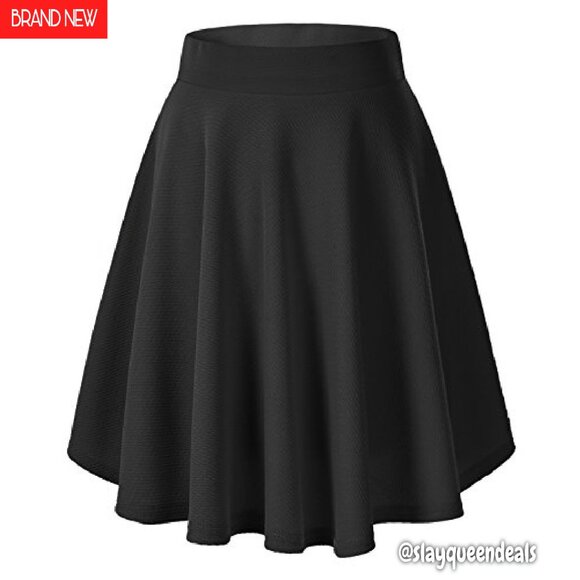 Stretchy High Waisted Midi Skirt Flared A-Line Casual Versatile - Picture 4 of 6